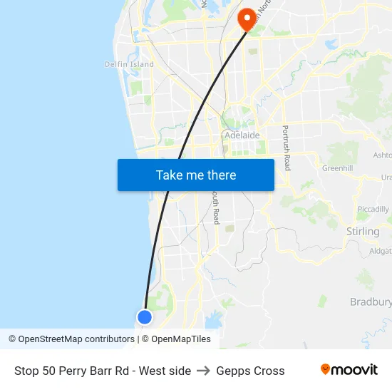 Stop 50 Perry Barr Rd - West side to Gepps Cross map