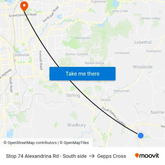 Stop 74 Alexandrina Rd - South side to Gepps Cross map