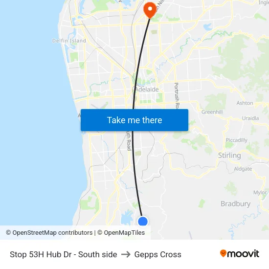 Stop 53H Hub Dr - South side to Gepps Cross map