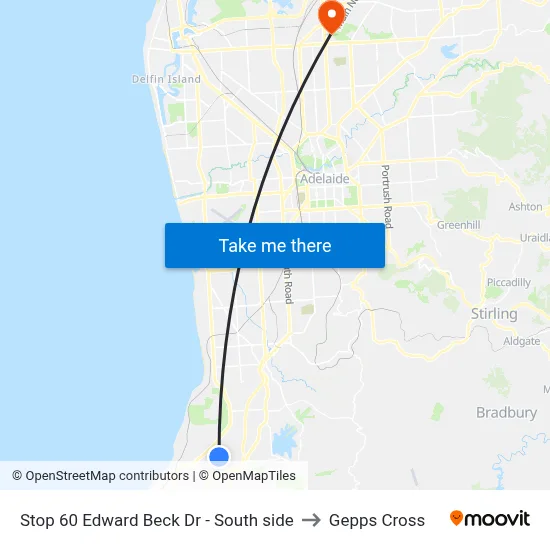 Stop 60 Edward Beck Dr - South side to Gepps Cross map