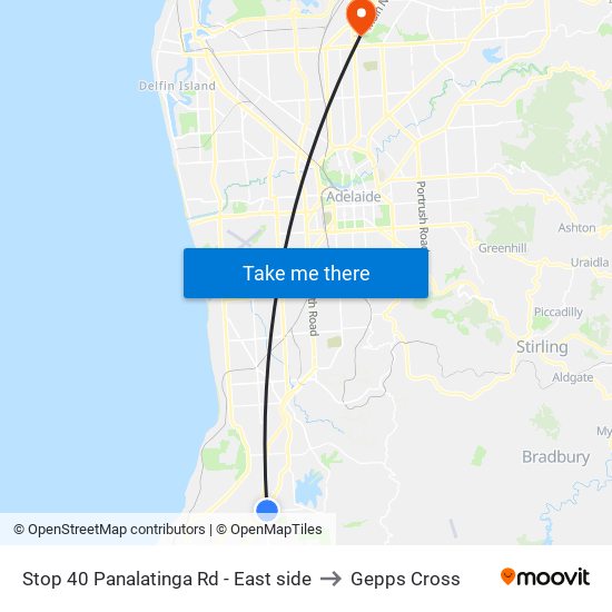 Stop 40 Panalatinga Rd - East side to Gepps Cross map