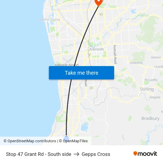 Stop 47 Grant Rd - South side to Gepps Cross map