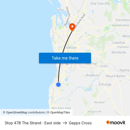 Stop 47B The Strand - East side to Gepps Cross map
