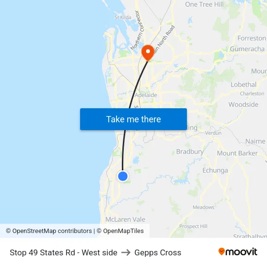Stop 49 States Rd - West side to Gepps Cross map