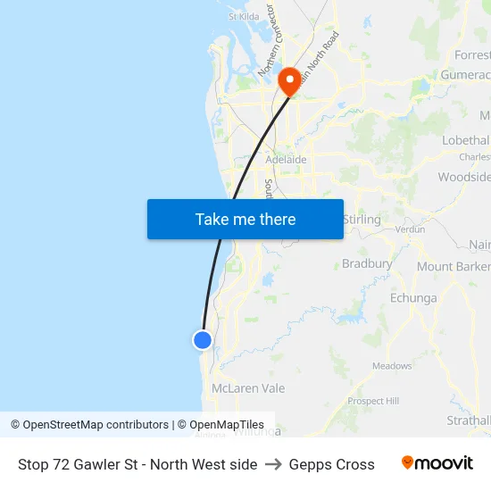Stop 72 Gawler St - North West side to Gepps Cross map