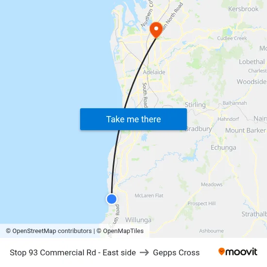 Stop 93 Commercial Rd - East side to Gepps Cross map