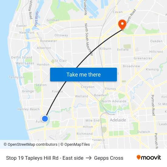 Stop 19 Tapleys Hill Rd - East side to Gepps Cross map