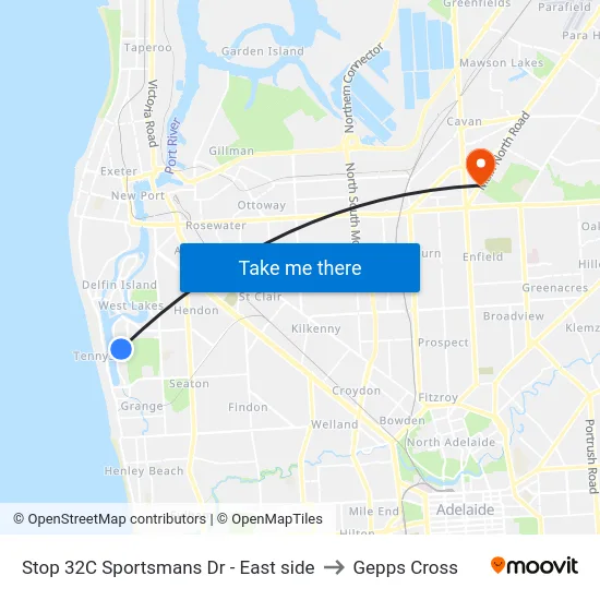 Stop 32C Sportsmans Dr - East side to Gepps Cross map