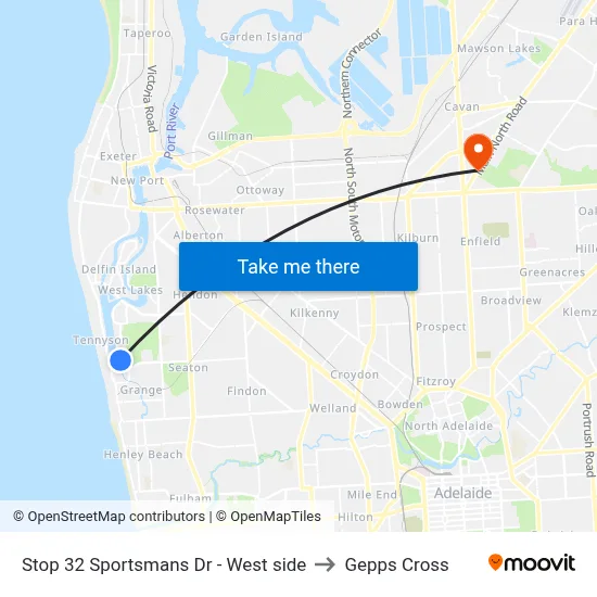 Stop 32 Sportsmans Dr - West side to Gepps Cross map