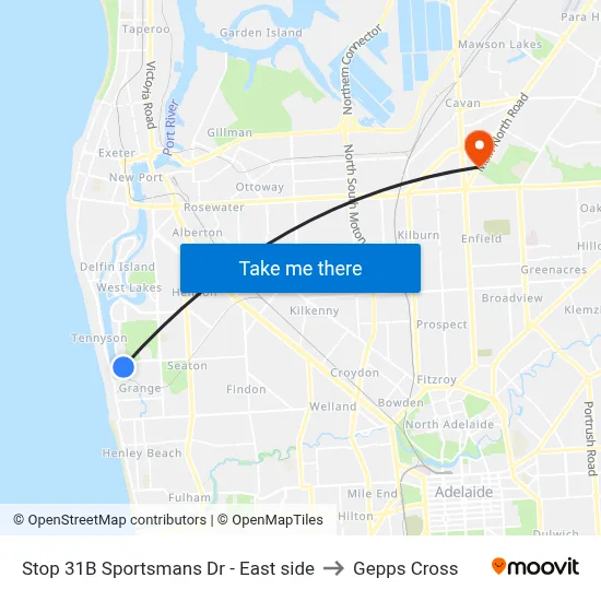 Stop 31B Sportsmans Dr - East side to Gepps Cross map
