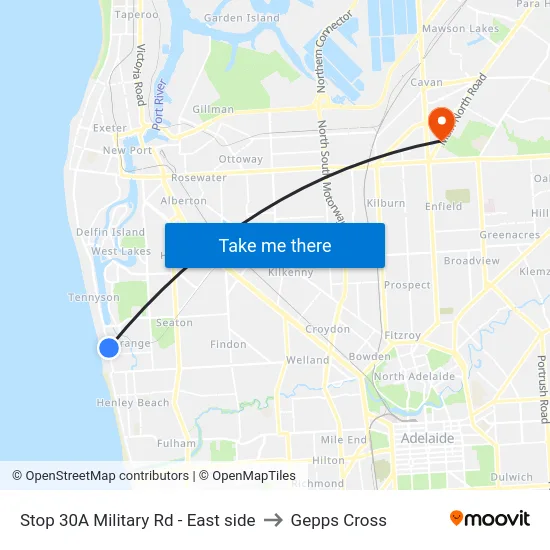 Stop 30A Military Rd - East side to Gepps Cross map