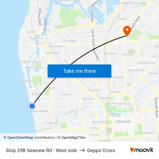 Stop 29B Seaview Rd - West side to Gepps Cross map
