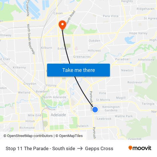 Stop 11 The Parade - South side to Gepps Cross map