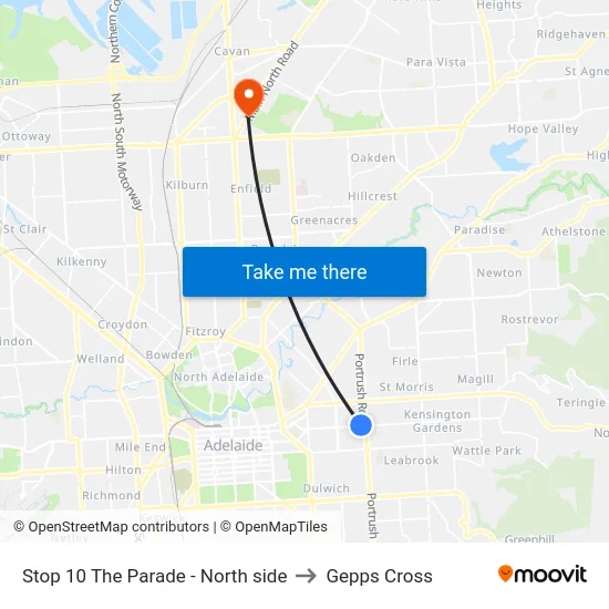 Stop 10 The Parade - North side to Gepps Cross map