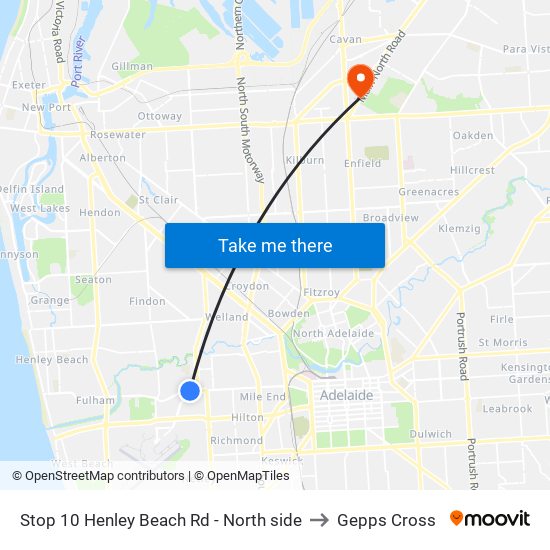 Stop 10 Henley Beach Rd - North side to Gepps Cross map