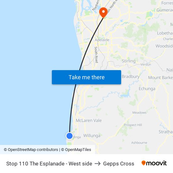 Stop 110 The Esplanade - West side to Gepps Cross map