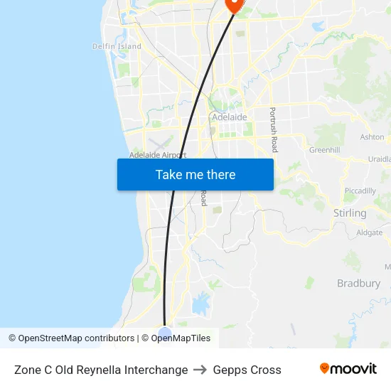 Zone C Old Reynella Interchange to Gepps Cross map
