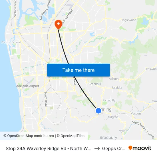 Stop 34A Waverley Ridge Rd - North West side to Gepps Cross map