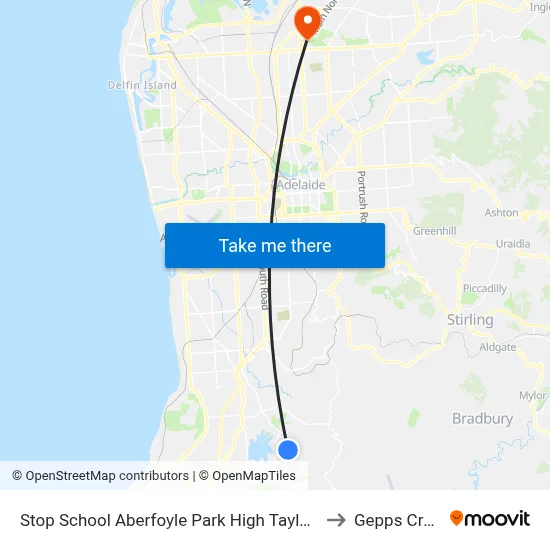 Stop School Aberfoyle Park High Taylors Rd to Gepps Cross map