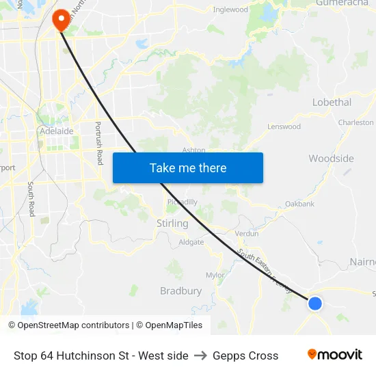 Stop 64 Hutchinson St - West side to Gepps Cross map
