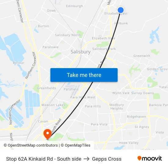 Stop 62A Kinkaid Rd - South side to Gepps Cross map