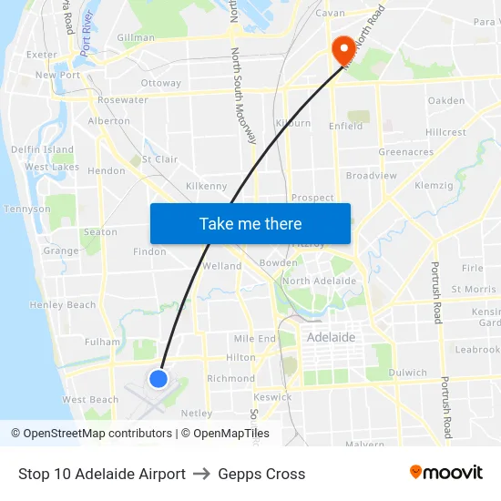 Stop 10 Adelaide Airport to Gepps Cross map