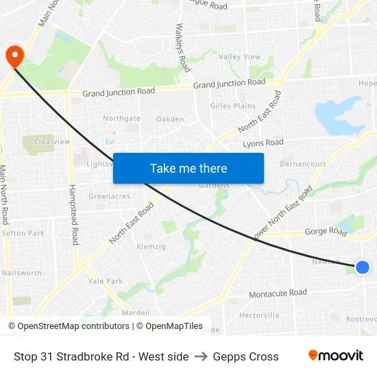Stop 31 Stradbroke Rd - West side to Gepps Cross map