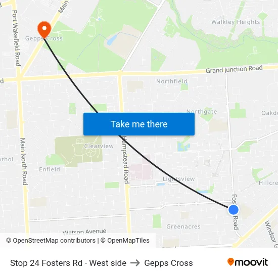 Stop 24 Fosters Rd - West side to Gepps Cross map