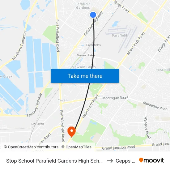 Stop School Parafield Gardens High School Shepherdson Rd to Gepps Cross map