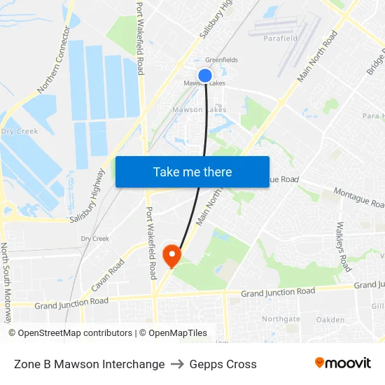 Zone B Mawson Interchange to Gepps Cross map