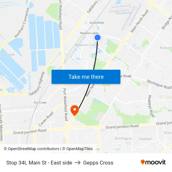 Stop 34L Main St - East side to Gepps Cross map