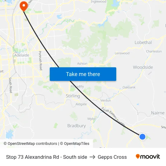 Stop 73 Alexandrina Rd - South side to Gepps Cross map