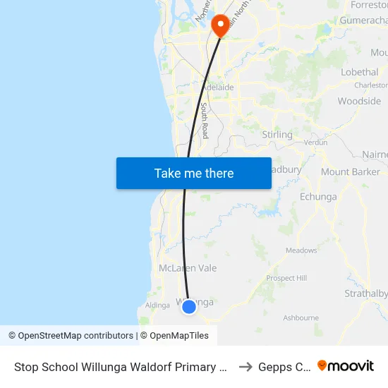 Stop School Willunga Waldorf Primary School Jay Dr to Gepps Cross map