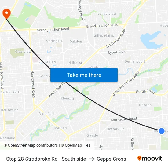 Stop 28 Stradbroke Rd - South side to Gepps Cross map