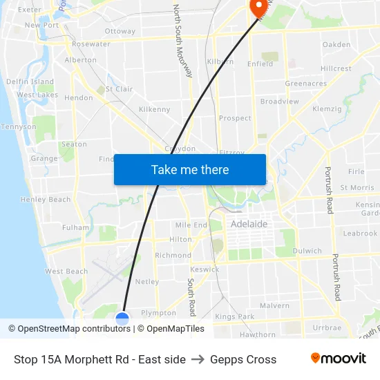 Stop 15A Morphett Rd - East side to Gepps Cross map