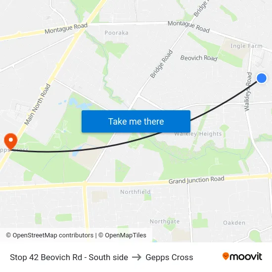 Stop 42 Beovich Rd - South side to Gepps Cross map