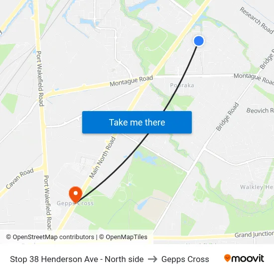 Stop 38 Henderson Ave - North side to Gepps Cross map