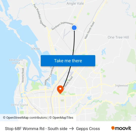 Stop 68F Womma Rd - South side to Gepps Cross map