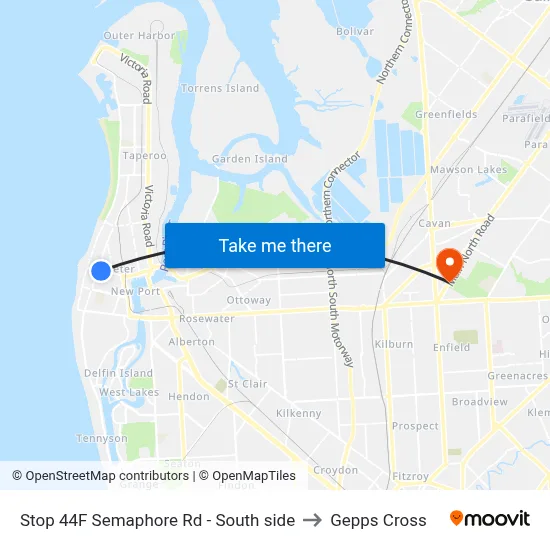 Stop 44F Semaphore Rd - South side to Gepps Cross map