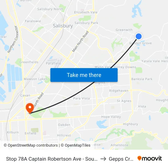 Stop 78A Captain Robertson Ave - South side to Gepps Cross map