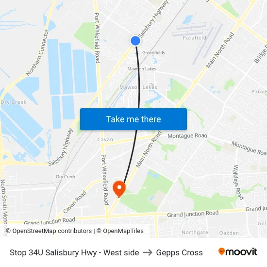 Stop 34U Salisbury Hwy - West side to Gepps Cross map