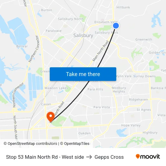 Stop 53 Main North Rd - West side to Gepps Cross map