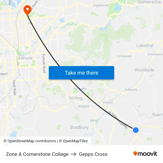 Zone A Cornerstone College to Gepps Cross map