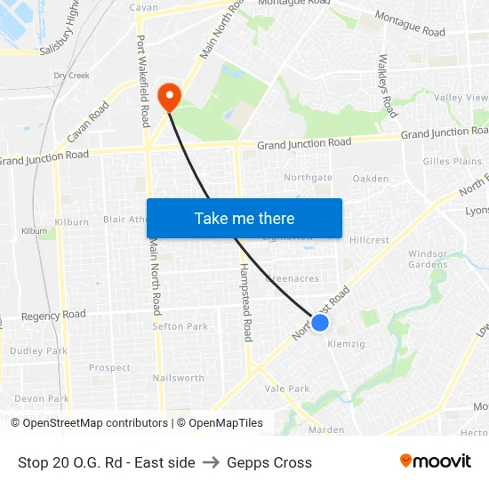 Stop 20 O.G. Rd - East side to Gepps Cross map