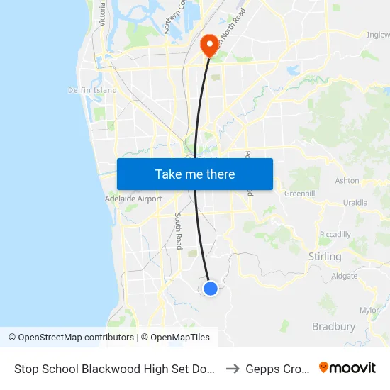 Stop School Blackwood High Set Down to Gepps Cross map