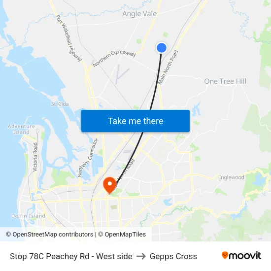 Stop 78C Peachey Rd - West side to Gepps Cross map