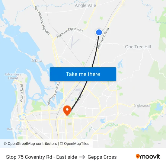 Stop 75 Coventry Rd - East side to Gepps Cross map