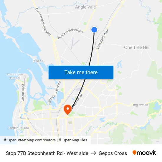 Stop 77B Stebonheath Rd - West side to Gepps Cross map