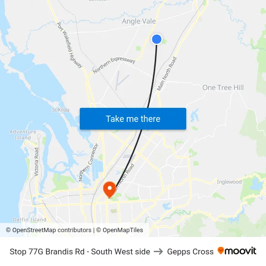 Stop 77G Brandis Rd - South West side to Gepps Cross map