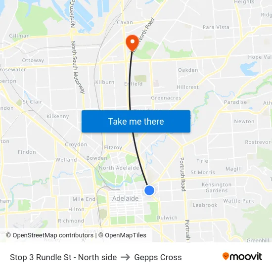 Stop 3 Rundle St - North side to Gepps Cross map